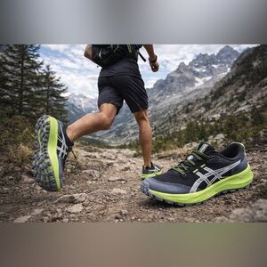 Asics Black and Green Athletic Shoes with Modern Gel Trabuco 12 design